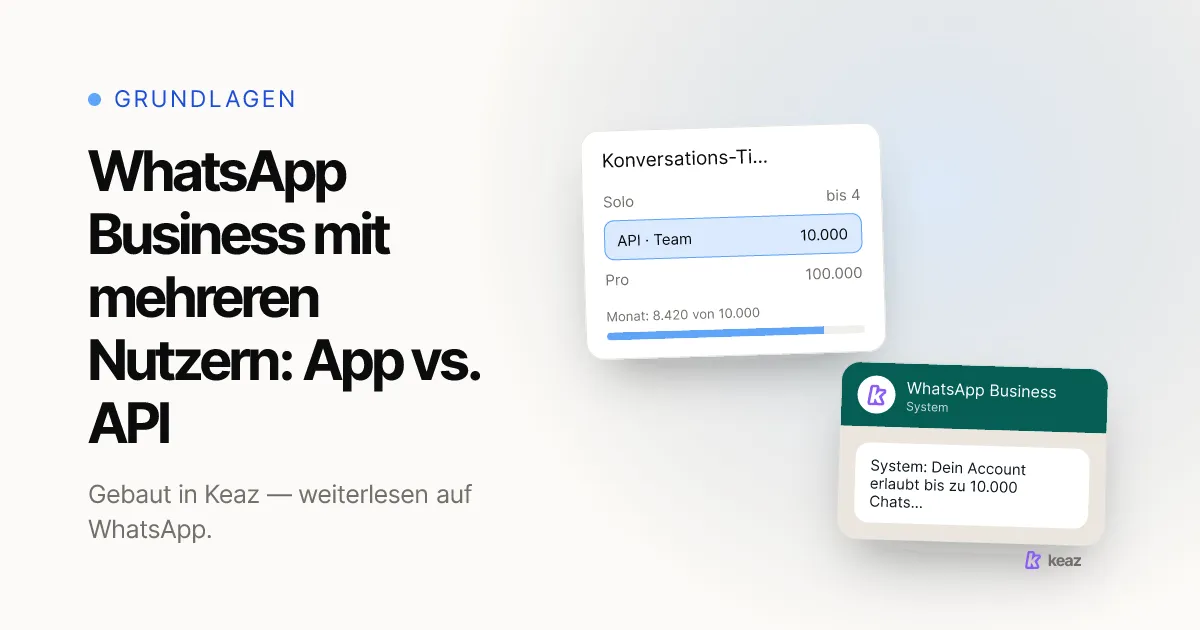 Keaz Cover: WhatsApp Business mit mehreren Nutzern — App vs. API im Team