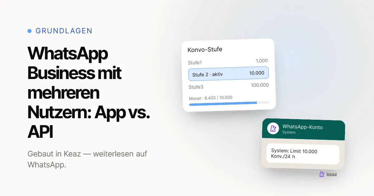 Keaz Cover: WhatsApp Business mit mehreren Nutzern — App vs. API im Team
