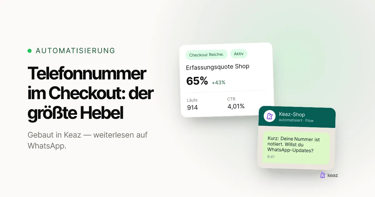 Keaz-Cover: Telefonnummer im Checkout eines Shopify-Shops erfassen