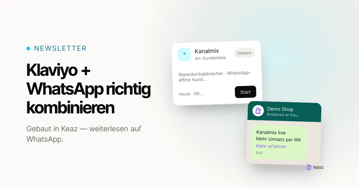 Keaz Cover: Klaviyo und WhatsApp als zwei Kanäle kombinieren