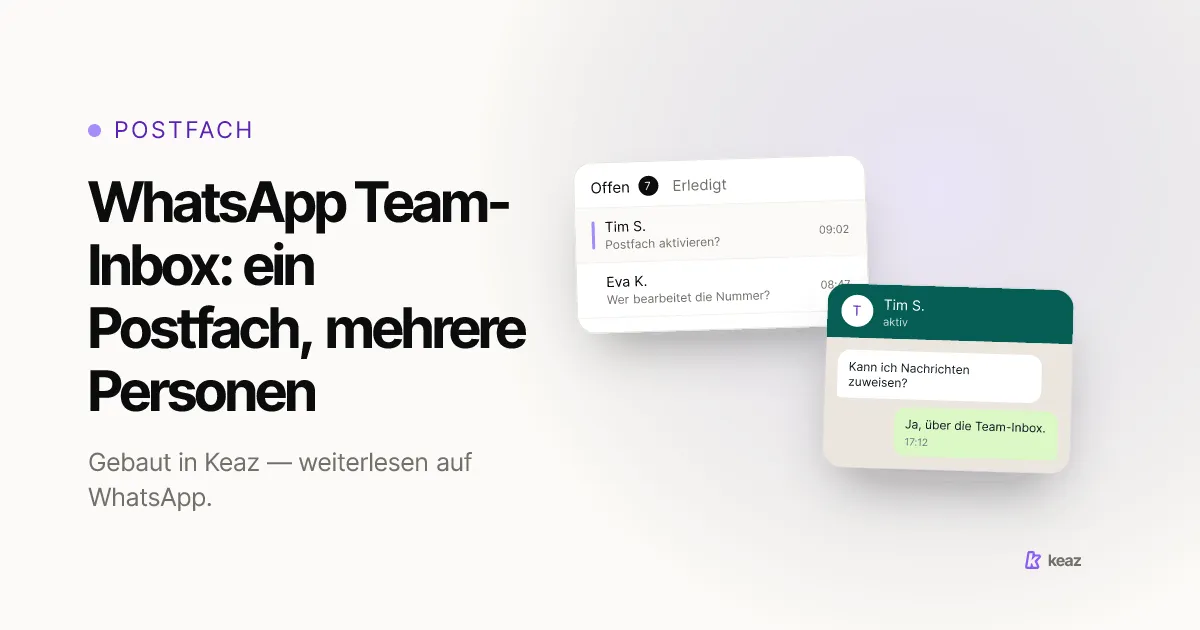 Keaz Cover: wie ein kleines Shopify-Team eine WhatsApp-Nummer in einem Postfach teilt