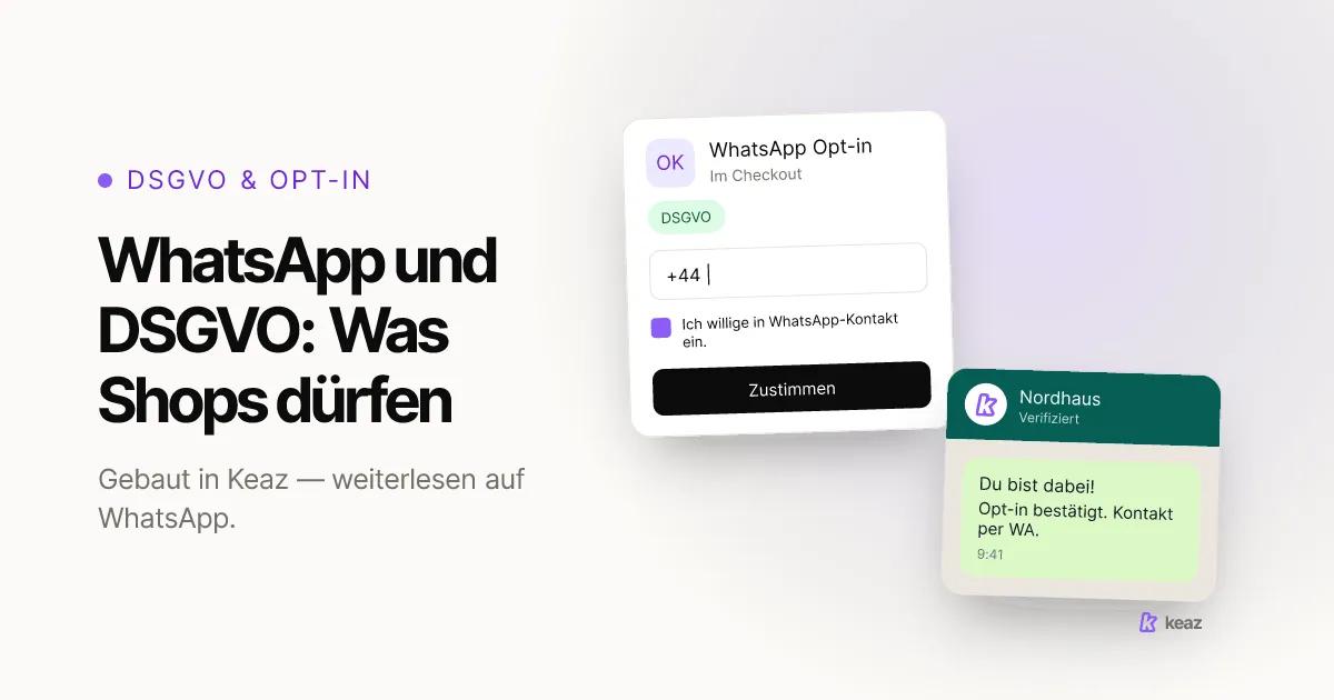 Keaz Cover: WhatsApp DSGVO-konform im Shopify-Shop nutzen
