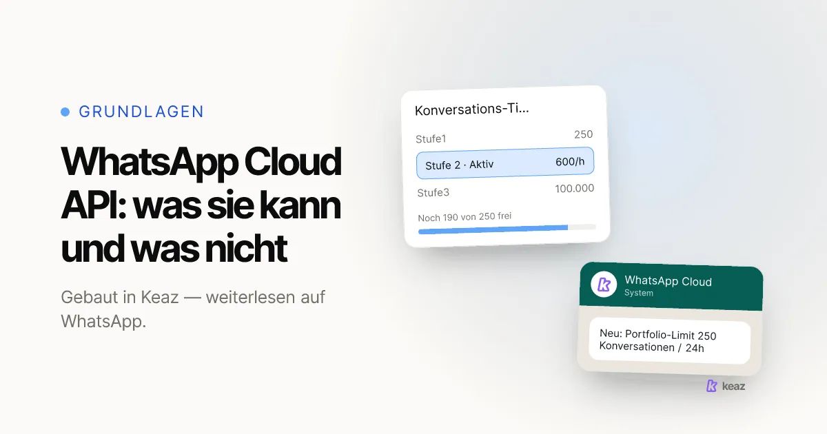 Keaz Cover: Was die WhatsApp Cloud API ist und wann ein Shopify-Shop besser über einen Provider geht