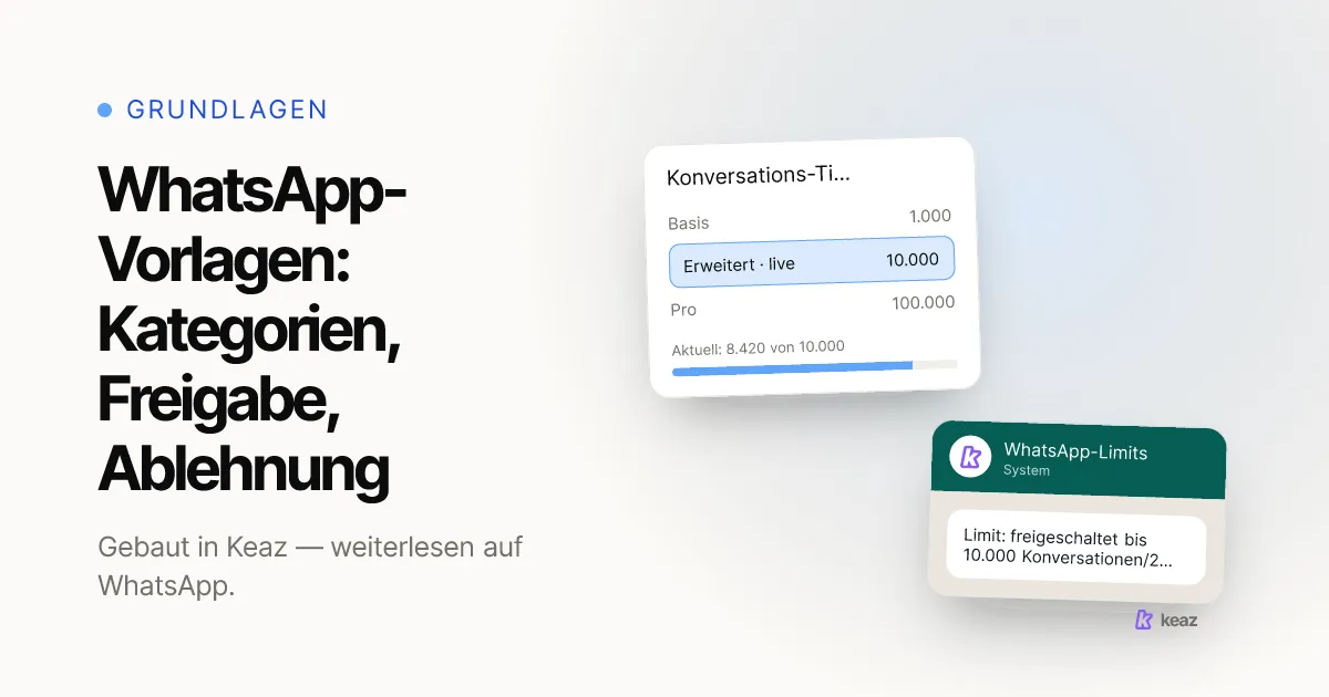 Keaz Cover: Wie Meta WhatsApp-Vorlagen kategorisiert und warum eine Freigabe nicht dauerhaft ist