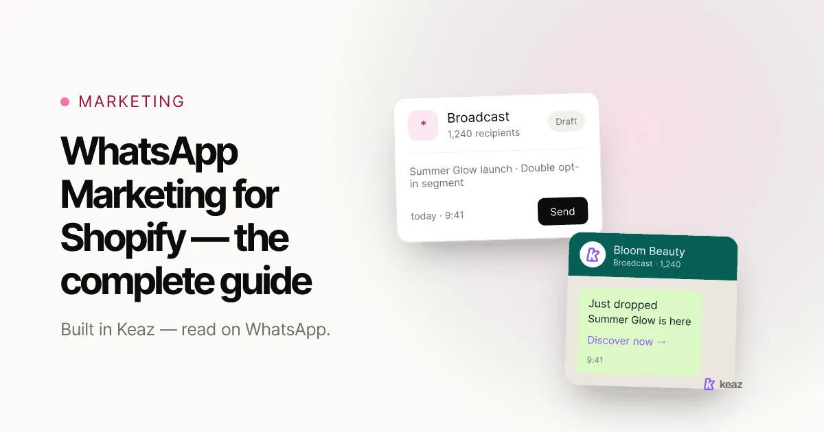 Keaz cover: the complete guide to WhatsApp marketing for Shopify stores