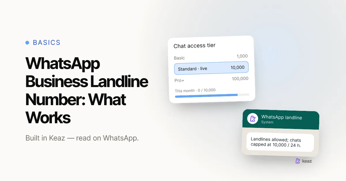 Keaz cover: using a landline number for WhatsApp Business
