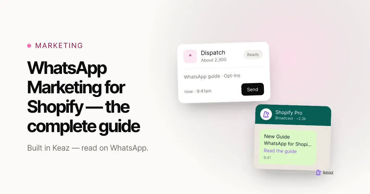 Keaz cover: the complete guide to WhatsApp marketing for Shopify stores
